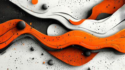 Obraz premium Abstract Orange and White Wave Background with 3D Rendered Spheres