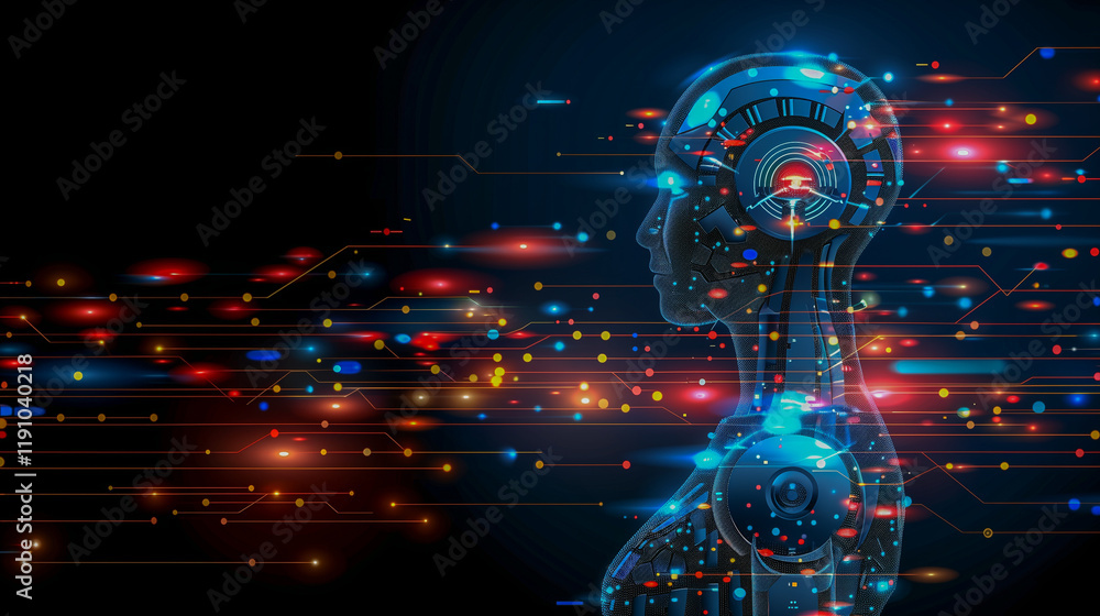 Poster futuristic ai technology with digital neural connections..