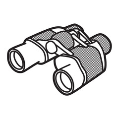 black and white image vector, simple long range binoculars facing left