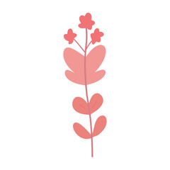 Abstract twig with leaves, colored.