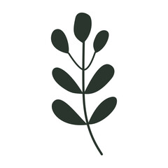 Abstract twig with leaves, colored.