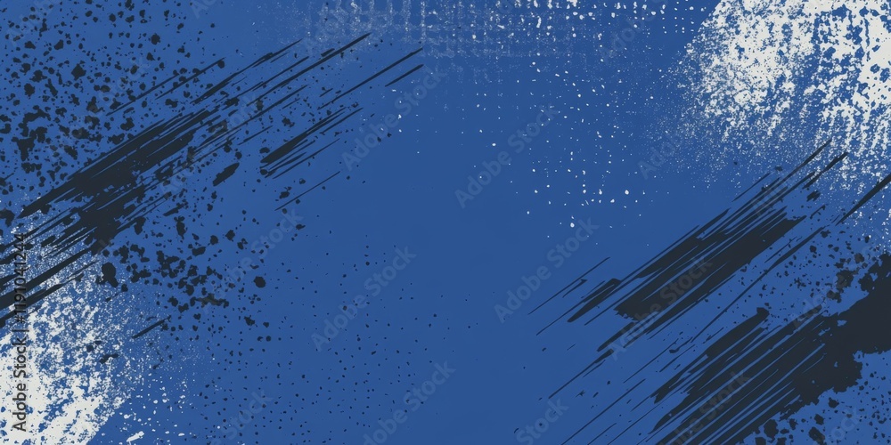 Poster dynamic blue brush stroke design, abstract vector background featuring diagonal strokes and halftone