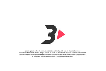 letter b bow arrow play button number three logo