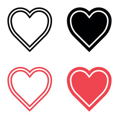 Hearts icon set. Love symbol. Vector illustration.