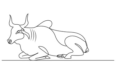 Continuous one line drawing cow