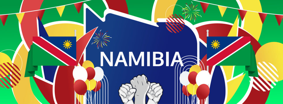 Namibia Independence Day modern greeting banner. 21 March Happy Namibia National Day. Holidays abstract concept. Great for event like carnival, feast poster, support, culture and tourism