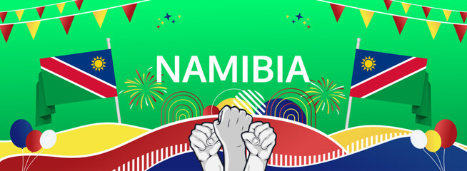 Namibia Independence Day modern greeting banner. 21 March Happy Namibia National Day. Holidays abstract concept. Great for event like carnival, feast poster, support, culture and tourism
