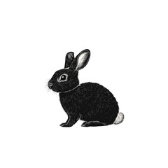 Obraz premium Elegant Black Rabbit Illustration Side Profile on Transparent background