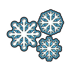 Three snowflakes. Perfect for winter themed designs, Christmas decorations, and holiday backgrounds. Suitable for holiday greeting cards and festive promotional materials