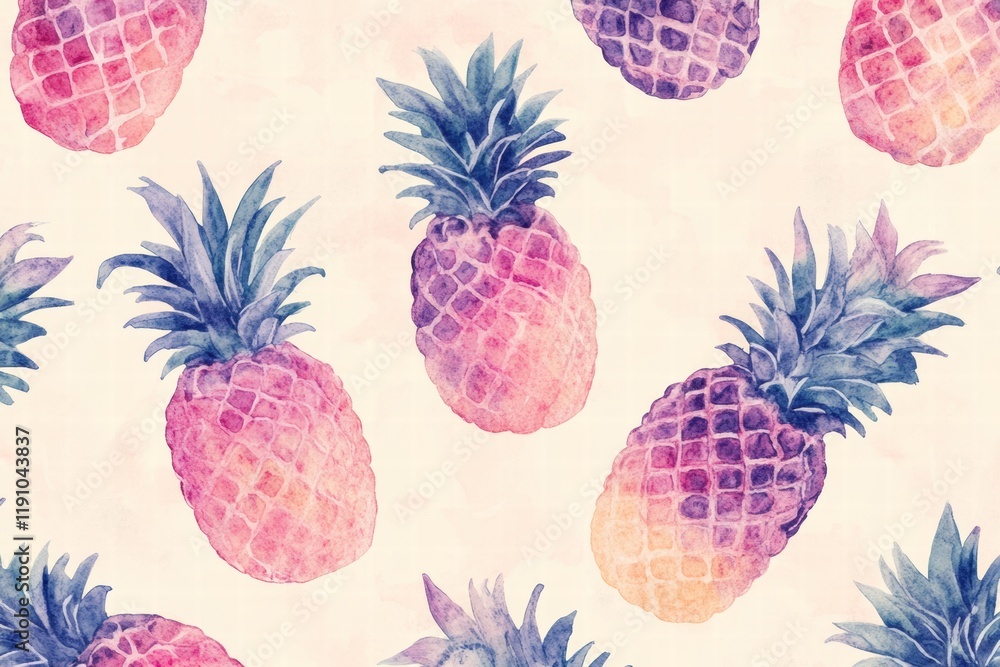 Aufkleber vibrant watercolor pineapple pattern with a colorful tropical theme for various creative projects. g