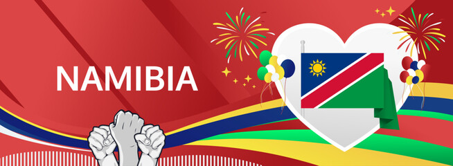 Namibia Independence Day modern greeting banner. 21 March Happy Namibia National Day. Holidays abstract concept. Great for event like carnival, feast poster, support, culture and tourism
