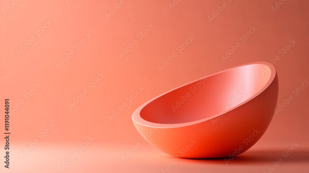 Poster empty half-sphere creating negative space on coral background