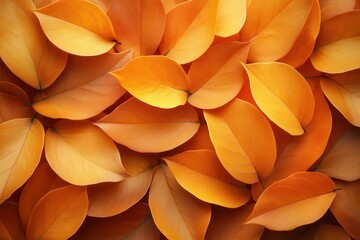 Vibrant orange leaves scattered on a surface, showcasing the beauty of autumn foliage in a warm light