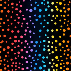 Seamless colorful dot gradient pattern on black background for a vibrant and modern abstract texture