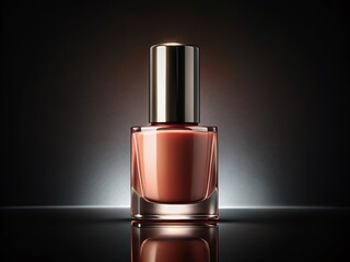 Sleek Glossy Round Nail Polish Bottle Mockup - Night Photography Product Packaging Template