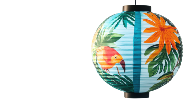 Tropical-themed paper lantern transparent background