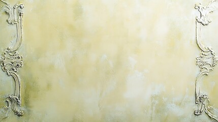 Elegant Pale Yellow Wall with Ornate Decorative Molding