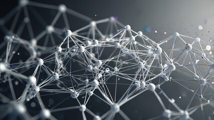 Abstract polygonal white neural technology on dark background