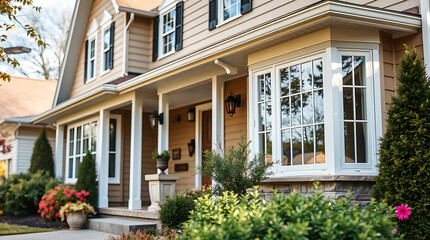 Luxury Suburban Home Exterior: Modern Architecture and Landscaping Design