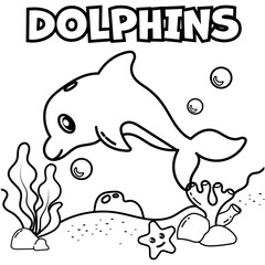 Cute Undersea Animal Character Coloring Illustrations Thick and Easy for Adults and Children