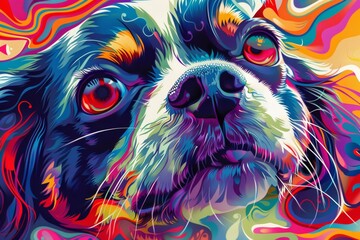 Naklejka premium Colorful dog portrait with abstract patterns