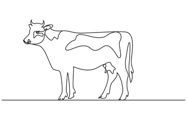 Continuous one line drawing cow