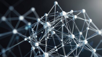 Abstract polygonal white neural technology on dark background