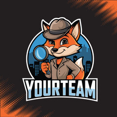 Detective Fox Mascot Team Esports Logo
