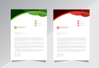 Professional company letterheads template, Modern letterheads design template with green and red colour, A4 size corporate letterhead template design for business and project, Vector eps 10,