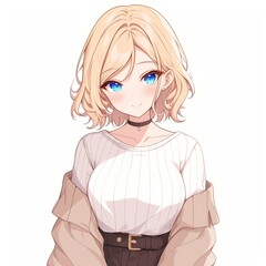 アニメ調の美少女の切り抜き用素材