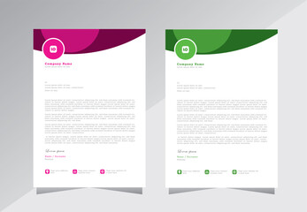 Professional company letterheads template with purple and green colour, modern letterhead template design, company, office letterhead template design in A4 size, Vector eps 10
