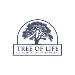 Obraz premium tree with vintage style logo illustration