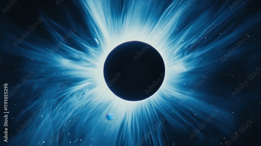 Wall mural stunning solar eclipse surrounded by faint dancing auroras in space