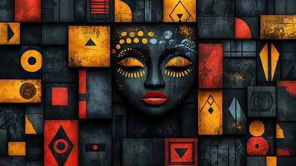 Tribal patterns and abstract African art represent murals, indigenous cultures, geometric wallpapers, ancient illustrations, paintings, traditional designs, decorations, and artwork