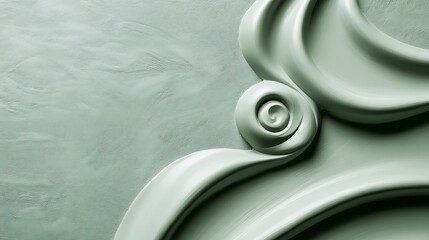Abstract Sage Green Swirling Sculptural Design