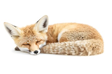 Fototapeta premium Red Fox Sleeping Peacefully, Curled Up, Soft Fur