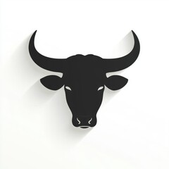 Naklejka premium Bull head silhouette, graphic design, white background, logo template