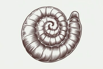 Obraz premium Intricate Spiral Shell Detailed Engraving Illustration