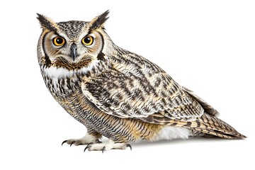 Naklejka premium Majestic Owl: Feathers, Eyes, Night Hunter, Wild Beauty, Avian Predator