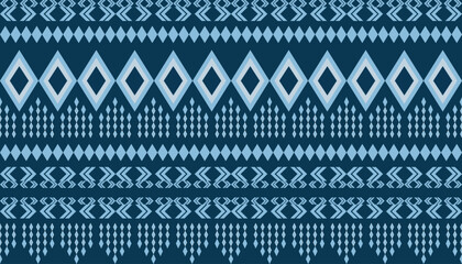 Geometric pattern, diamond shapes, blue tones, repeating design. Represents traditional art, ethnic motifs, textile design. Suitable for fabric prints, backgrounds, wallpaper, and decorative purposes.