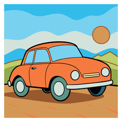 a 2D car with vector art