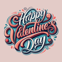 a unique 'Happy Valentine's Day' design with a blend of modern elegance and romantic charm. Incorporate a romantic heart element to enhance the festive feel.