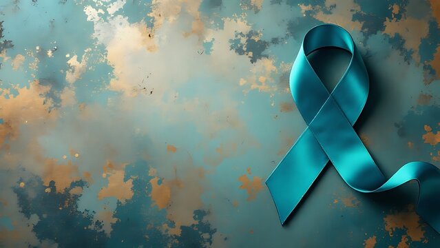 Teal awareness ribbon awareness for Ovarian Cancer month, cervical cancer, Polycystic Ovary Syndrome (PCOS) disease, Post Traumatic Stress Disorder (PTSD), Obsessive Compulsive Disorder (OCD)