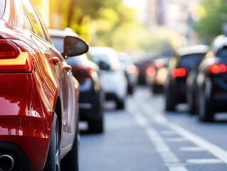 Fototapeta premium Car on the road on insurance business background