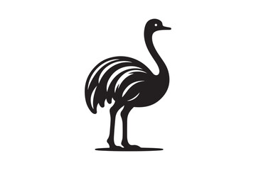 Minimal ostrich bird vector silhouette 