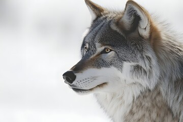 Fototapeta premium Majestic Wolf Profile: Wild Canid in Winter