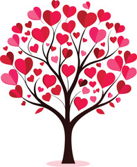 valentine card with hearts tree icon silhouette vector illustration for photo overlays t-shirt print flyer poster design
