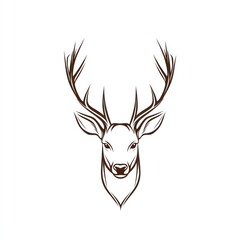 Fototapeta premium Elegant deer head illustration, isolated, white background, logo design