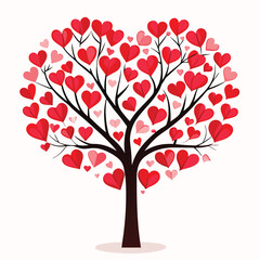 valentine card with hearts tree icon silhouette vector illustration for photo overlays t-shirt print flyer poster design
