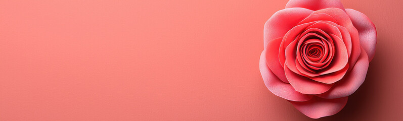 Obraz premium Elegant coral rose on soft gradient background, evoking beauty and simplicity